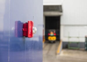 Manufacturing fire detection system alarm device mounted in Cleveland industrial facility
