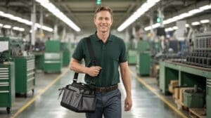 Manufacturing fire detection systems technician ready for Cleveland facility service
